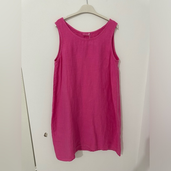 CP Shades “Jess” Scoop Neck Linen Dress in Hot Pink - Picture 4 of 8